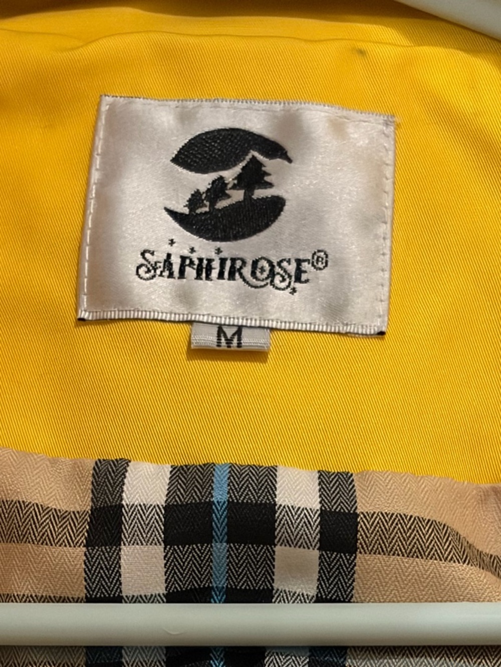 SAPHIROSE Yellow Hooded  Plaid Lined Trenchcoat Jacket Coraline-Inspired- Size M - Picture 2 of 7